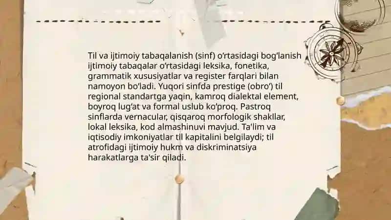 Til va ijtimoiy tabaqalanish (sinf) 3