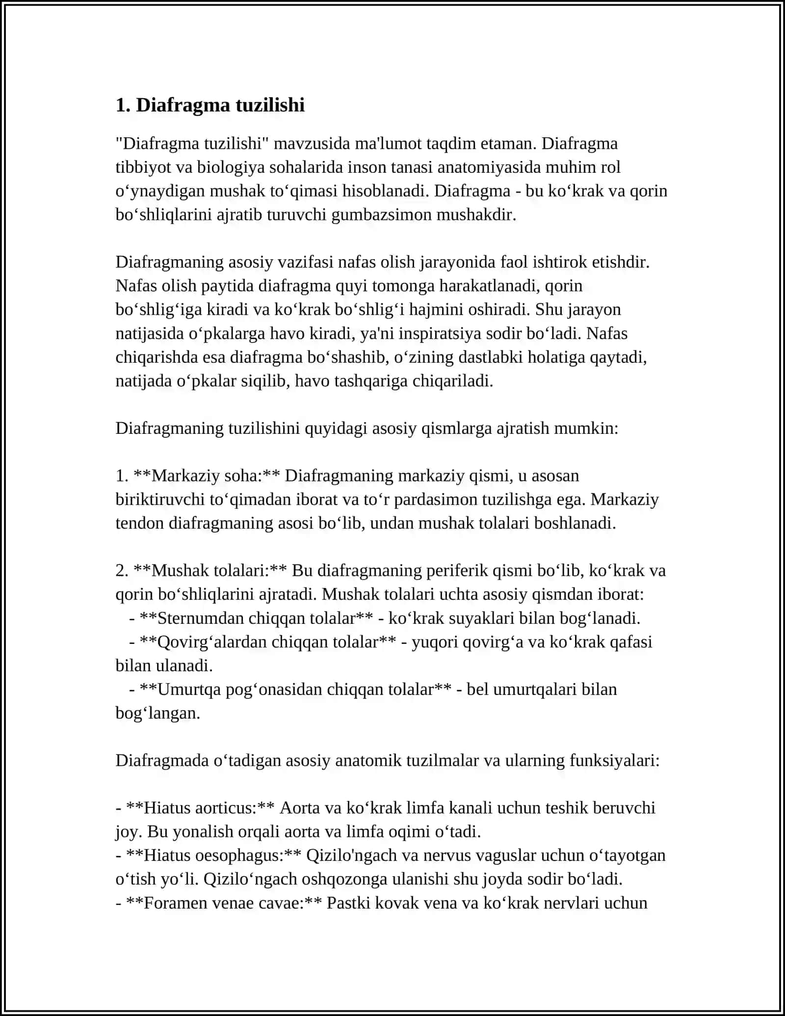 Diafragma va Qorining Oq Chizig'i Haqida Tushuncha 3