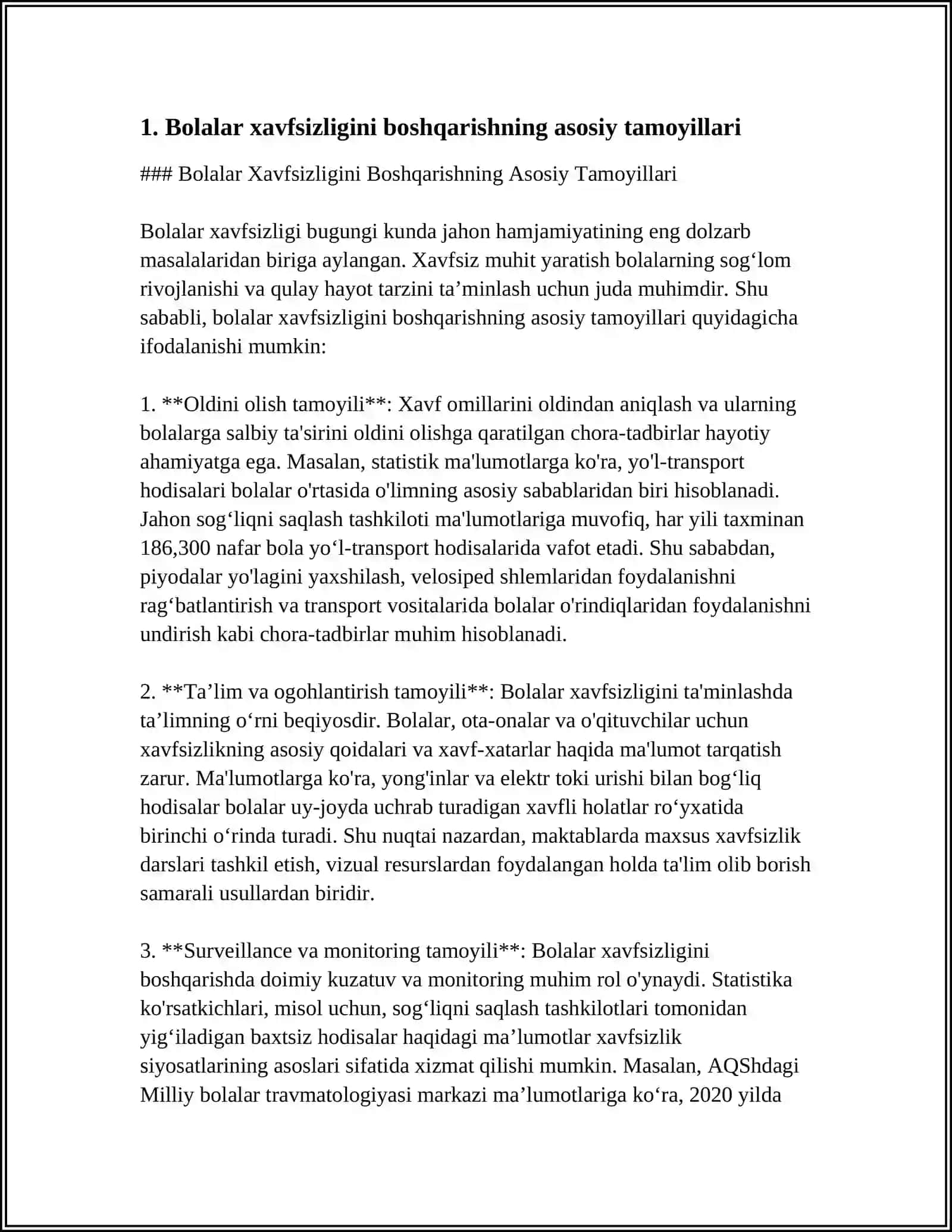BOLALAR XAVFSIZLIGINI BOSHQARISH BOʻYICHA OʻQUV MATERIALLARINI ISHLAB CHIQARISH 3
