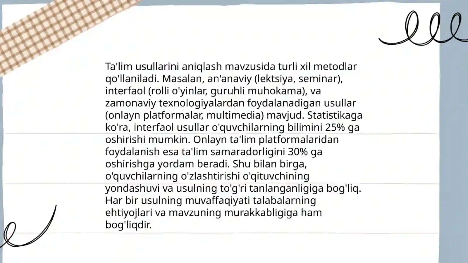 Ta'lim usullarini tasniflash 3