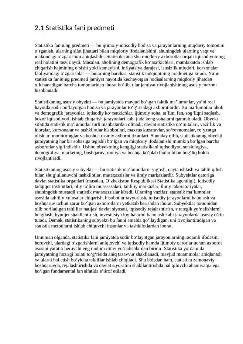 Statistika fani predmeti, uslubiyoti va metodlari 3