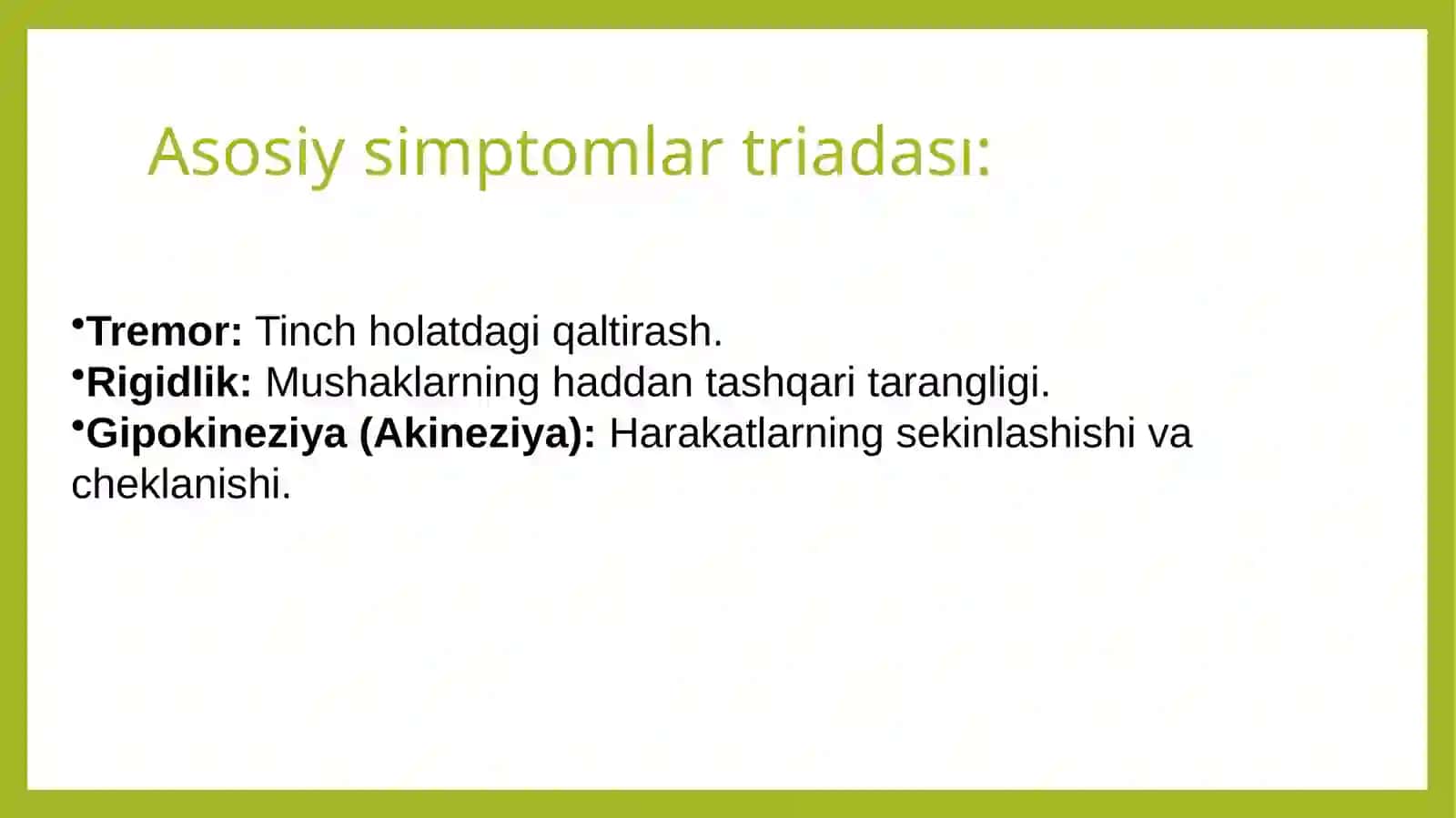 Parkinson kasalligini davolashda ishlatiladigan dori vositalar 3
