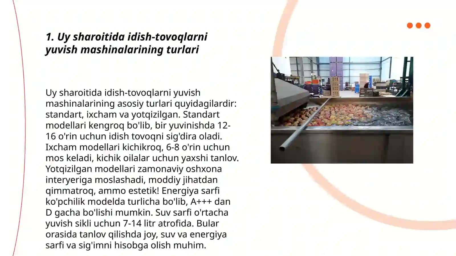 ILDIZ MEVALARNI YUVISH MASHINALARI VAULARNI ISHGA TAYYORLASH TARTIBINI O'RGANISH 3