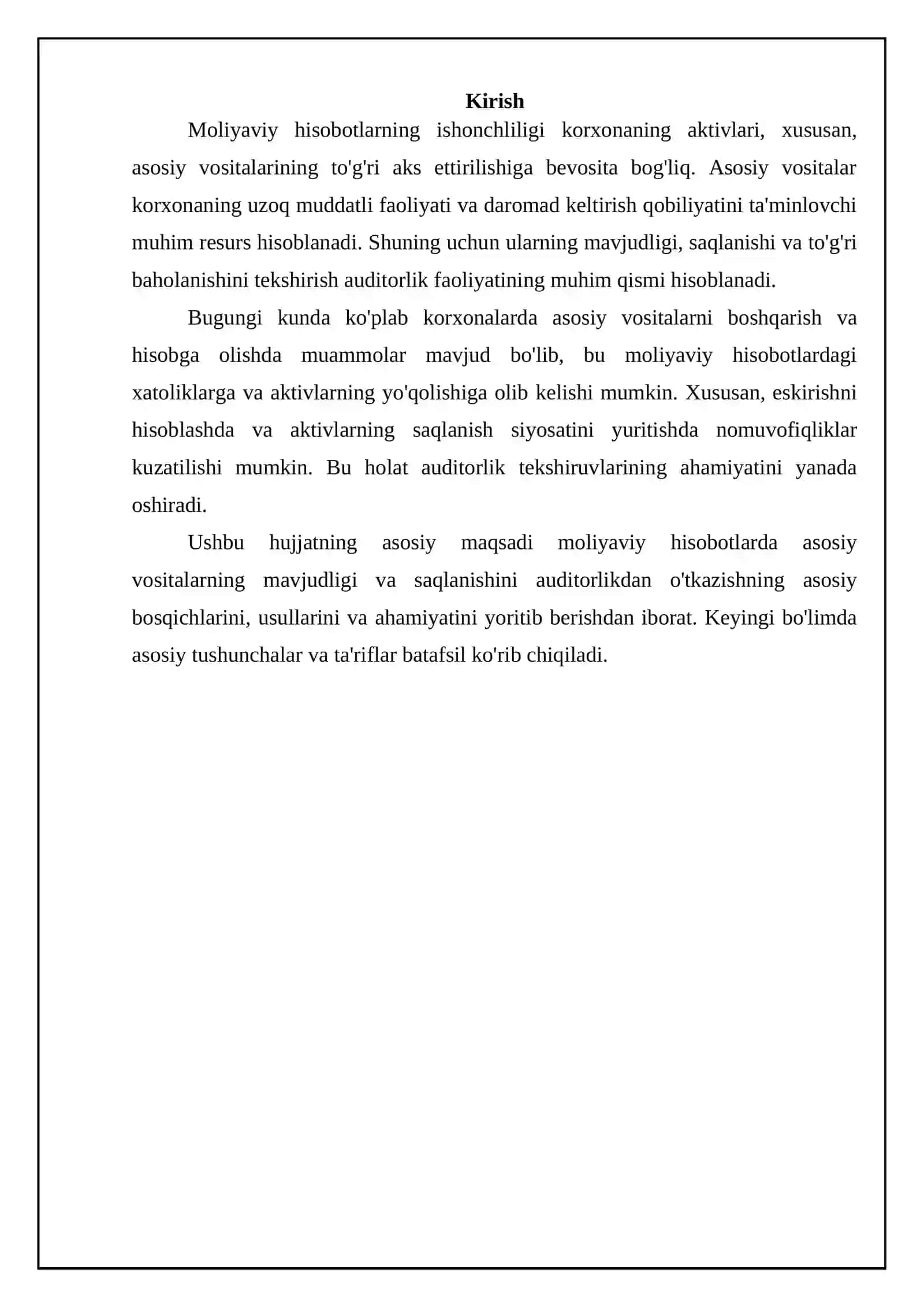 MOLIYA VA AUDIT MAVZUSIDA YOZGAN HISOBOTI 3