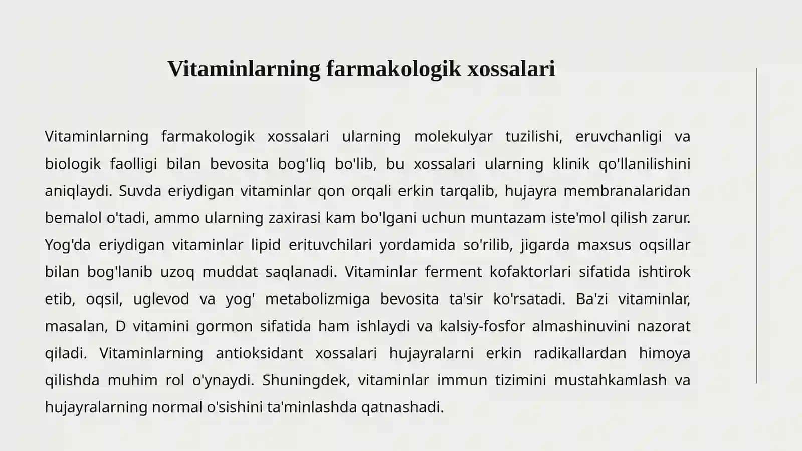 VITAMINLAR FARMAKOLOGIYASI 3