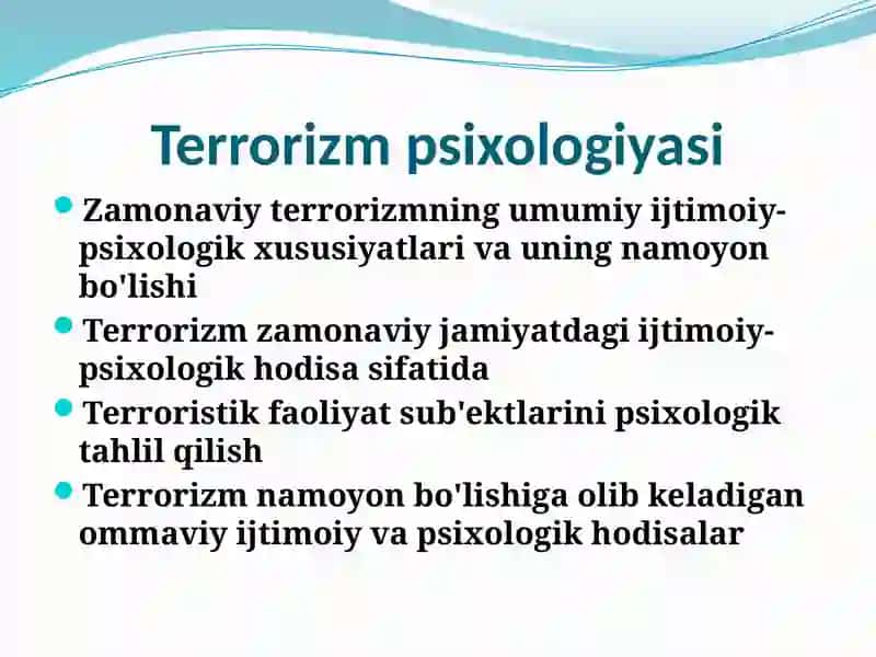 Zamonaviy terrorizmning umumiy ijtimoiy-psixologik xususiyatlar va uning namoyon bo'lishi 3