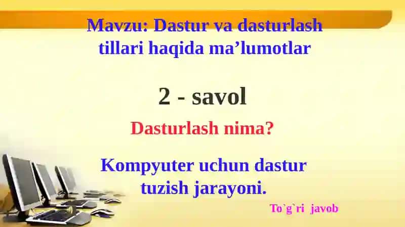 Dastur va dasturlash tillari haqida ma’lumotlar 3