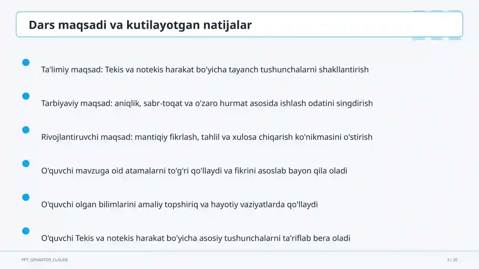 Tekis va notekis harakat (7-sinf) 3