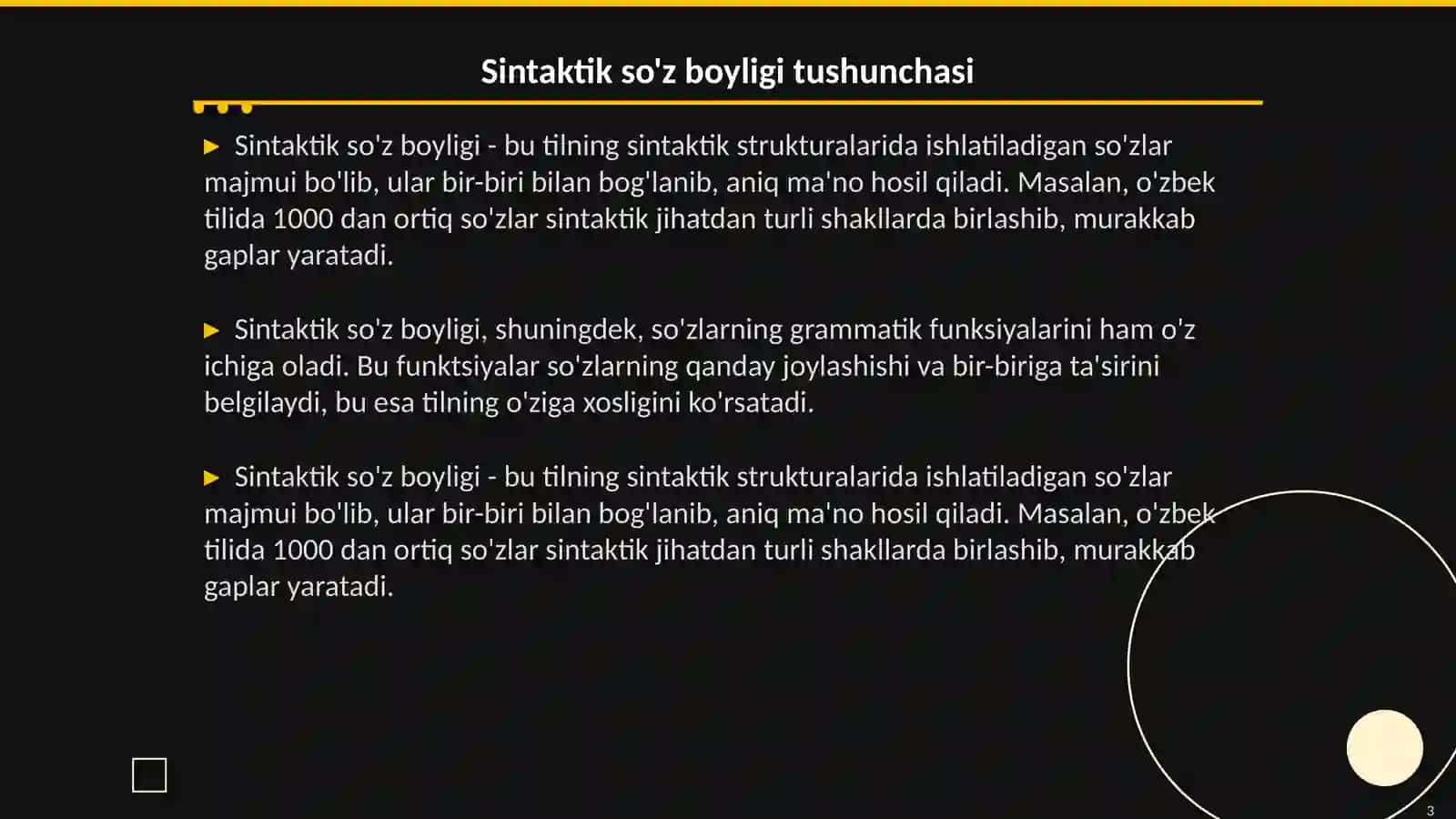 Lingvistik maʼlumotlar bazasining tuzilishida sintaktik soʻz boyligi 3