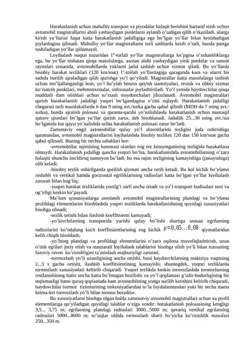 АVTOMAGISTRAL YO’LLARINI LOYIHALASH XUSUSIYATLARI 3