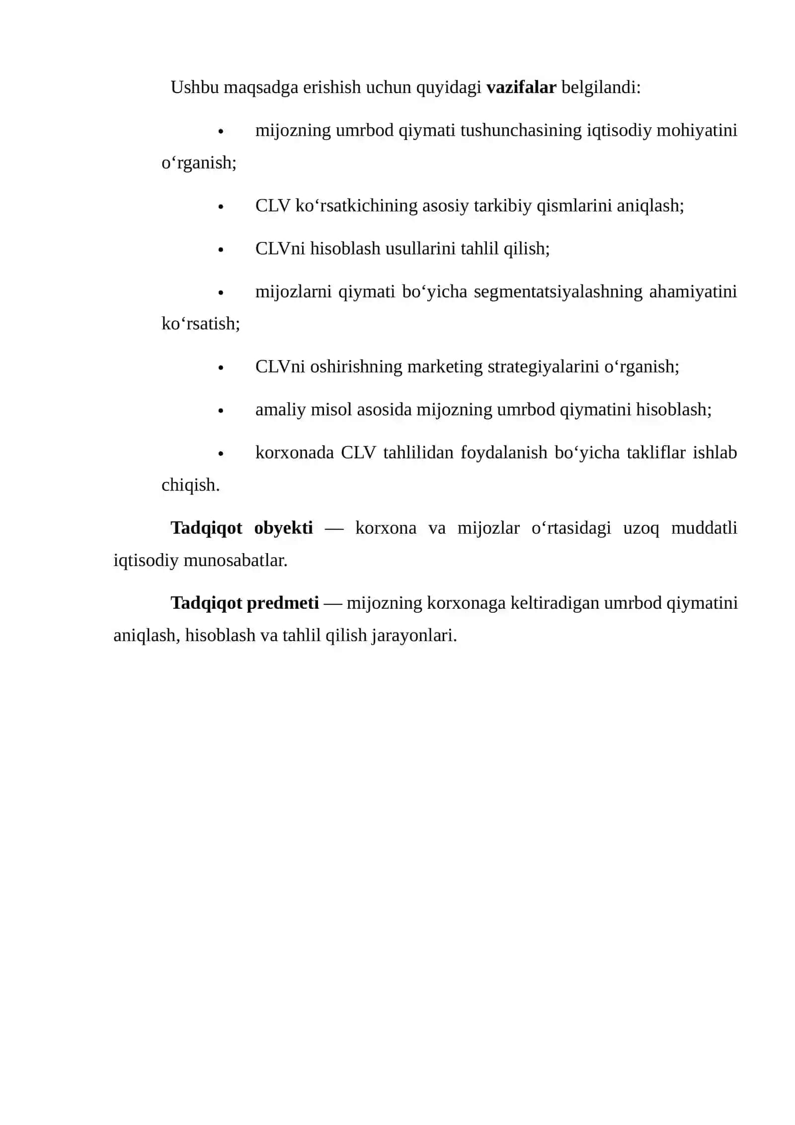 MIJOZNING UMRBOD QIYMATI (CUSTOMER LIFETIME VALUE — CLV) TAHLILI 3