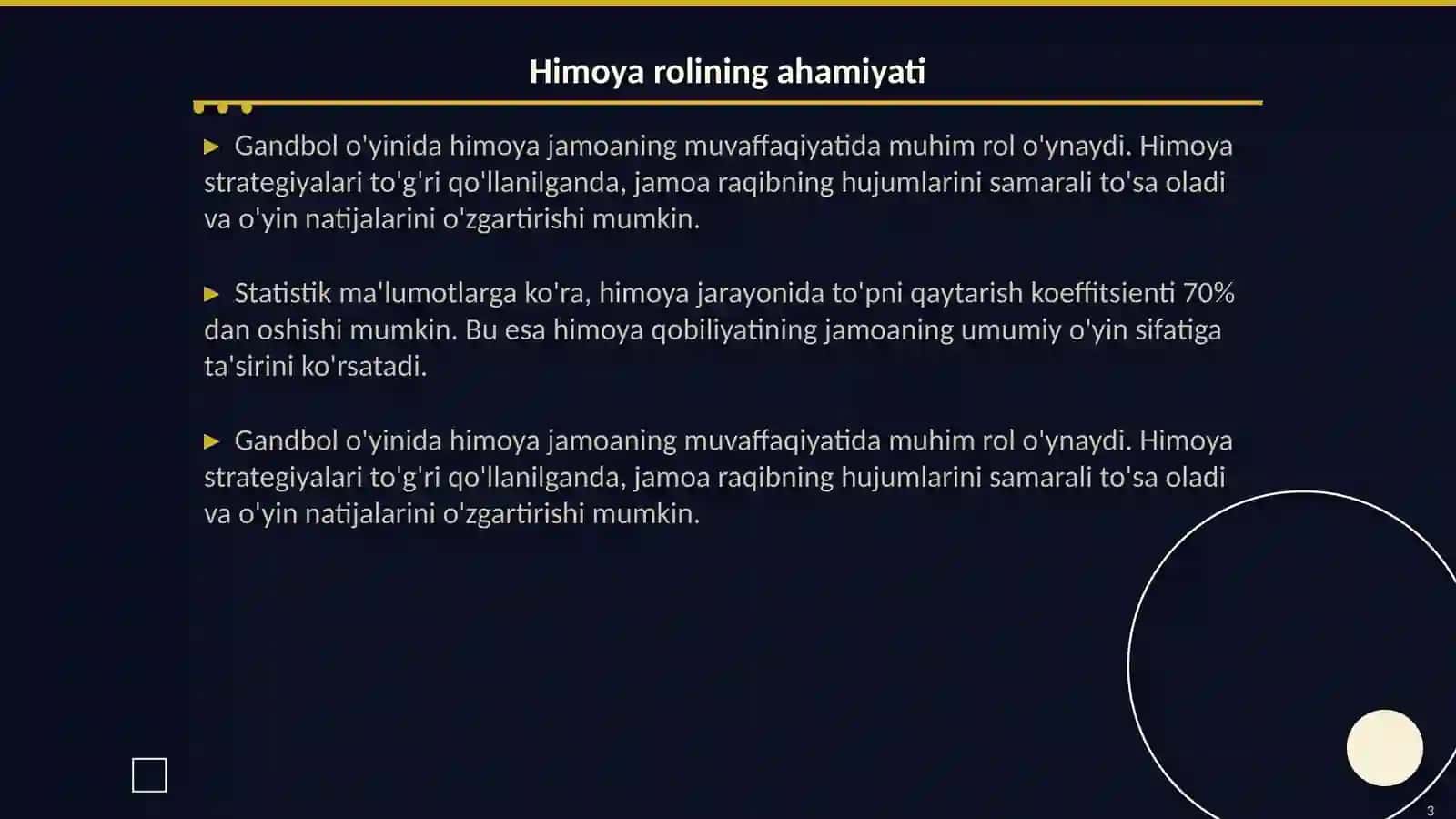 Gandbol oʻyinida jamoa boʻlib himoya qilish taktikasi 3