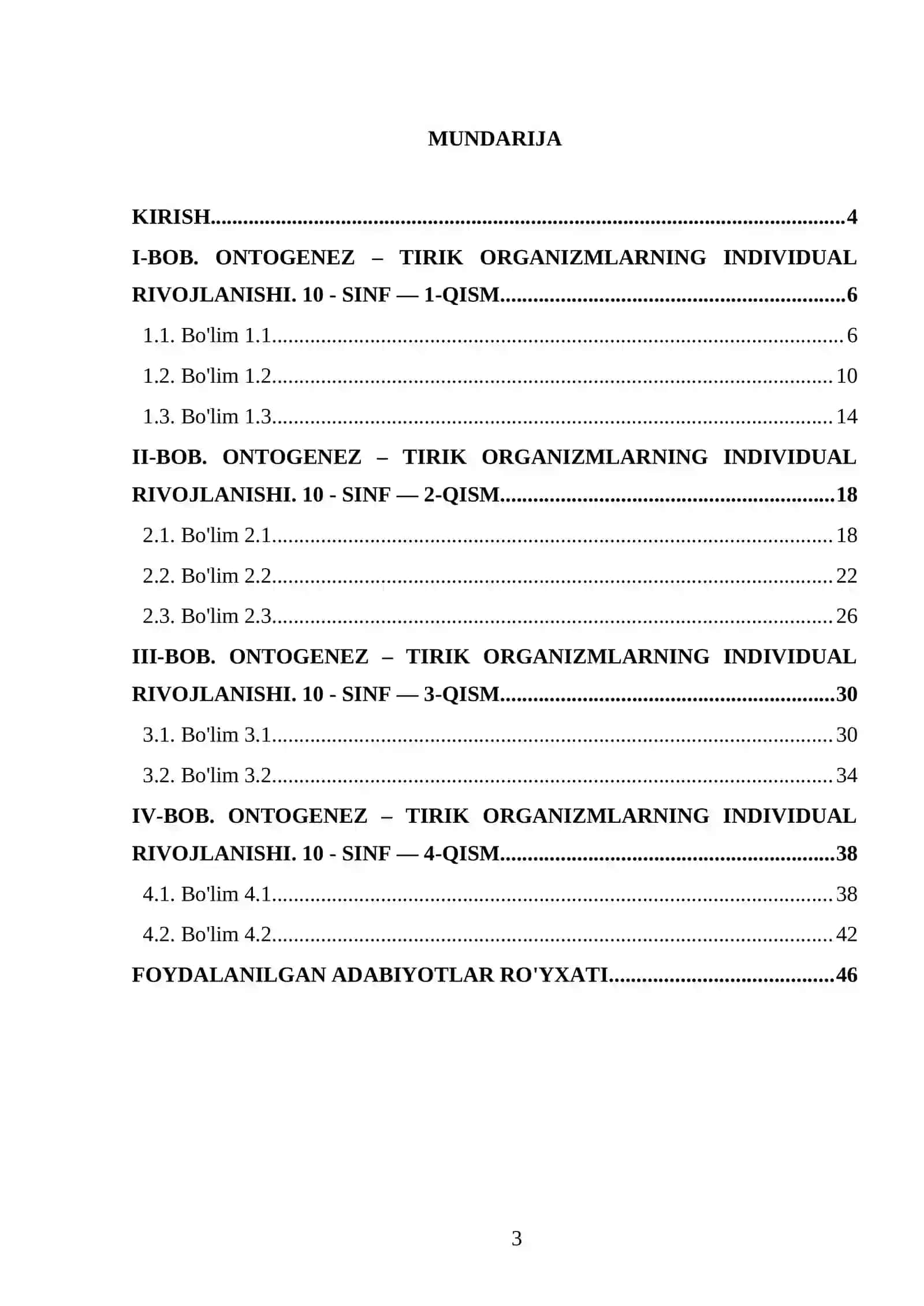ONTOGENЕZ – TIRIK ORGANIZMLARNING INDIVIDUAL RIVOJLANISHI. 10 - SINF 3