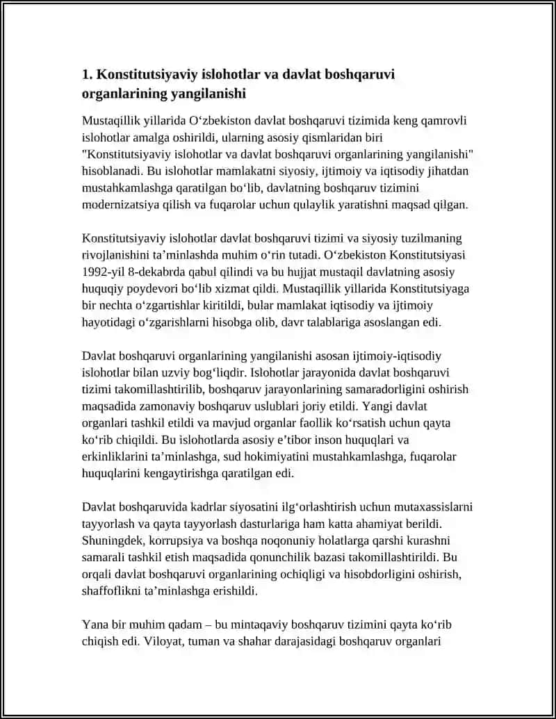 MUSTAQILLIK YILLARIDA DAVLAT BOSHQARUVI TIZIMIDA AMALGA OSHIRILGAN ISLOHOTLAR 3