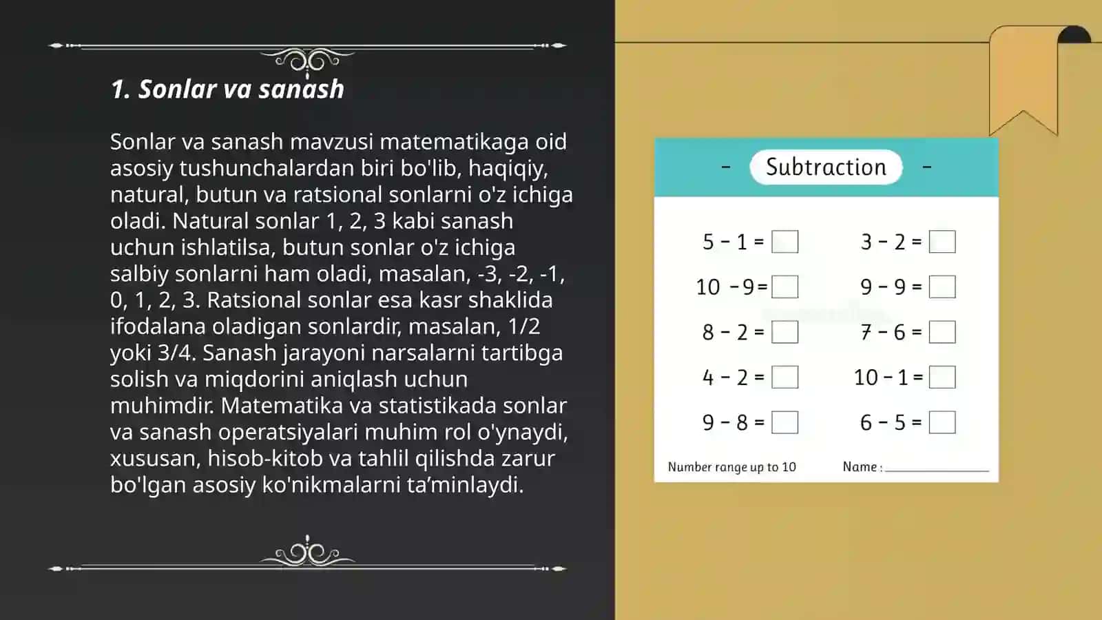 Sonlar va sanash mavzusi 3