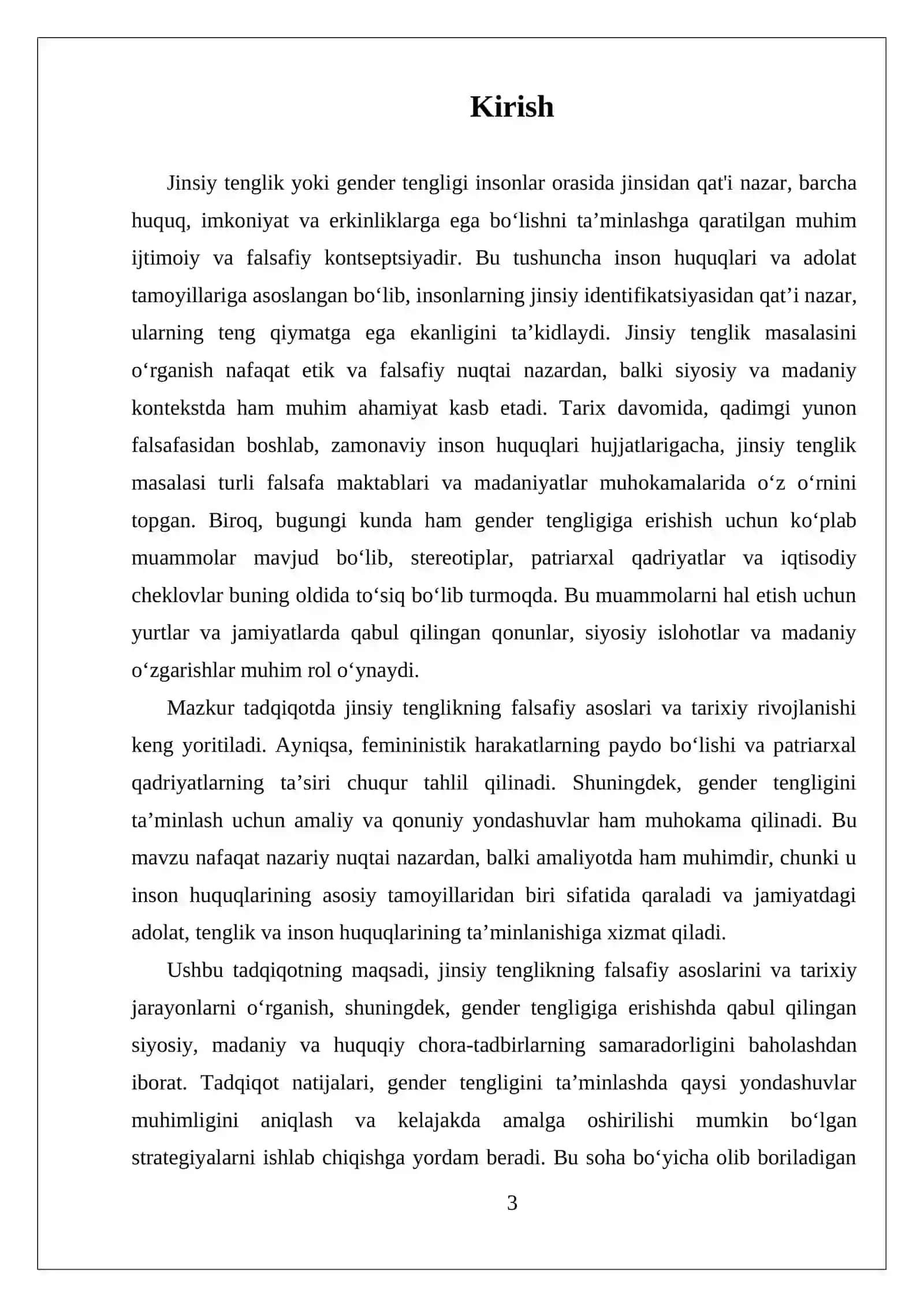 MUSTAQIL ISH GENDER TENGLIGI 3
