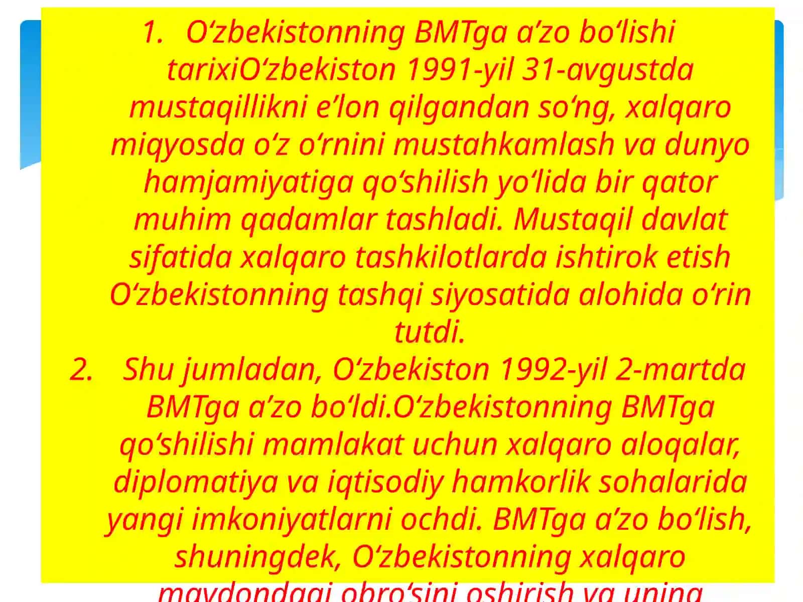 O’ZBEKISTONING ENG YANGI TARIXI FANIDAN 3