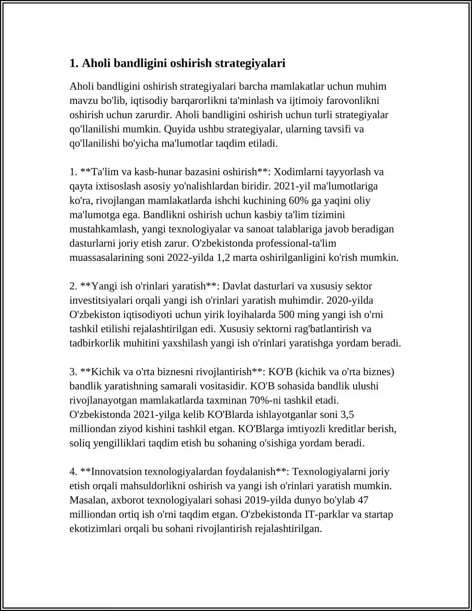 АHOLI FAROVONLIGINI OSHIRISHDA AHOLINI ISH BILAN BANDLIGINI TAʼMINLASH VA ISHSIZLIKNI KAMAYTIRISH MUAMMOLARI 3