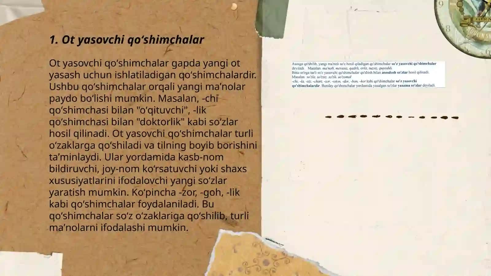 Shakl yasovchi qoʻshimchalar va lugʻaviy shakl yasovchi qoʻshimchalar 3
