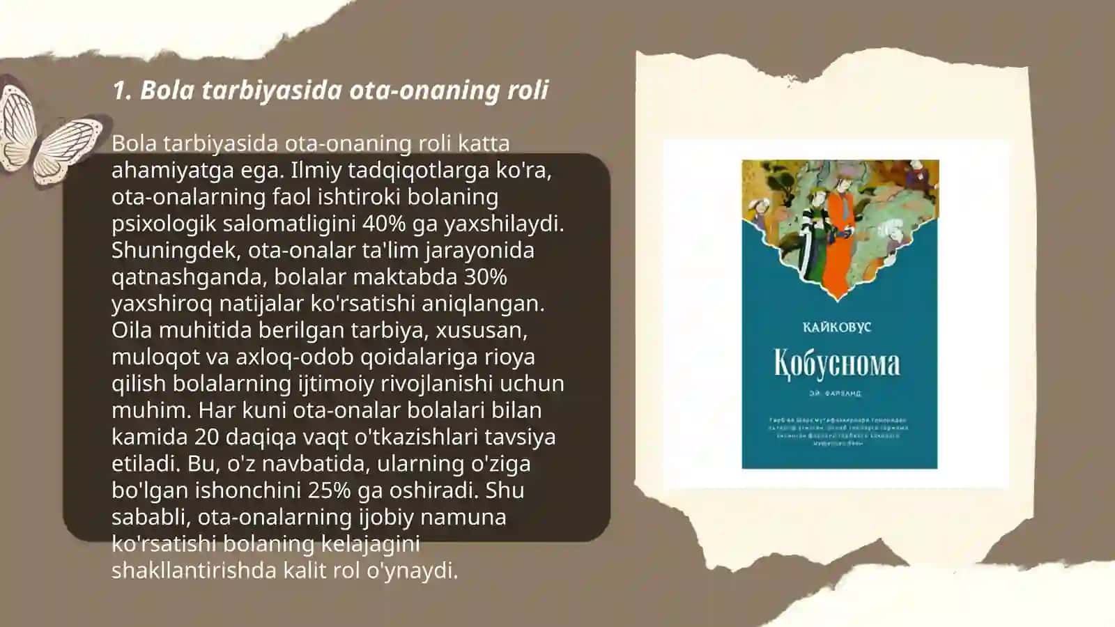 Kaykovusning Qobusnoma asarida bola tarbiyasi 3