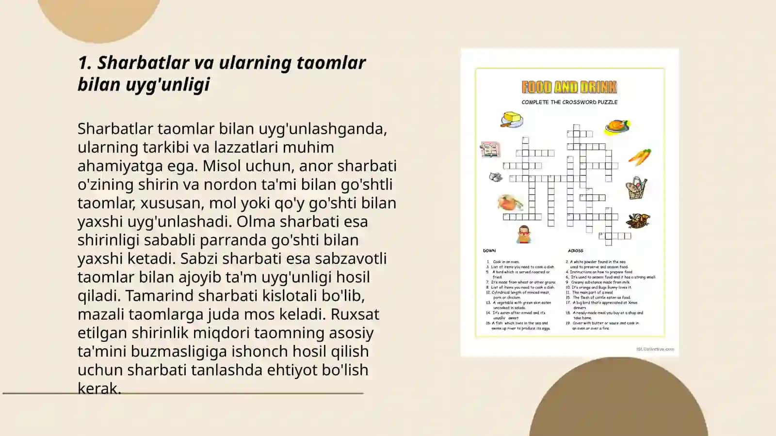 Sharbatlar va ularning taomlar bilan uyg'unligi 3