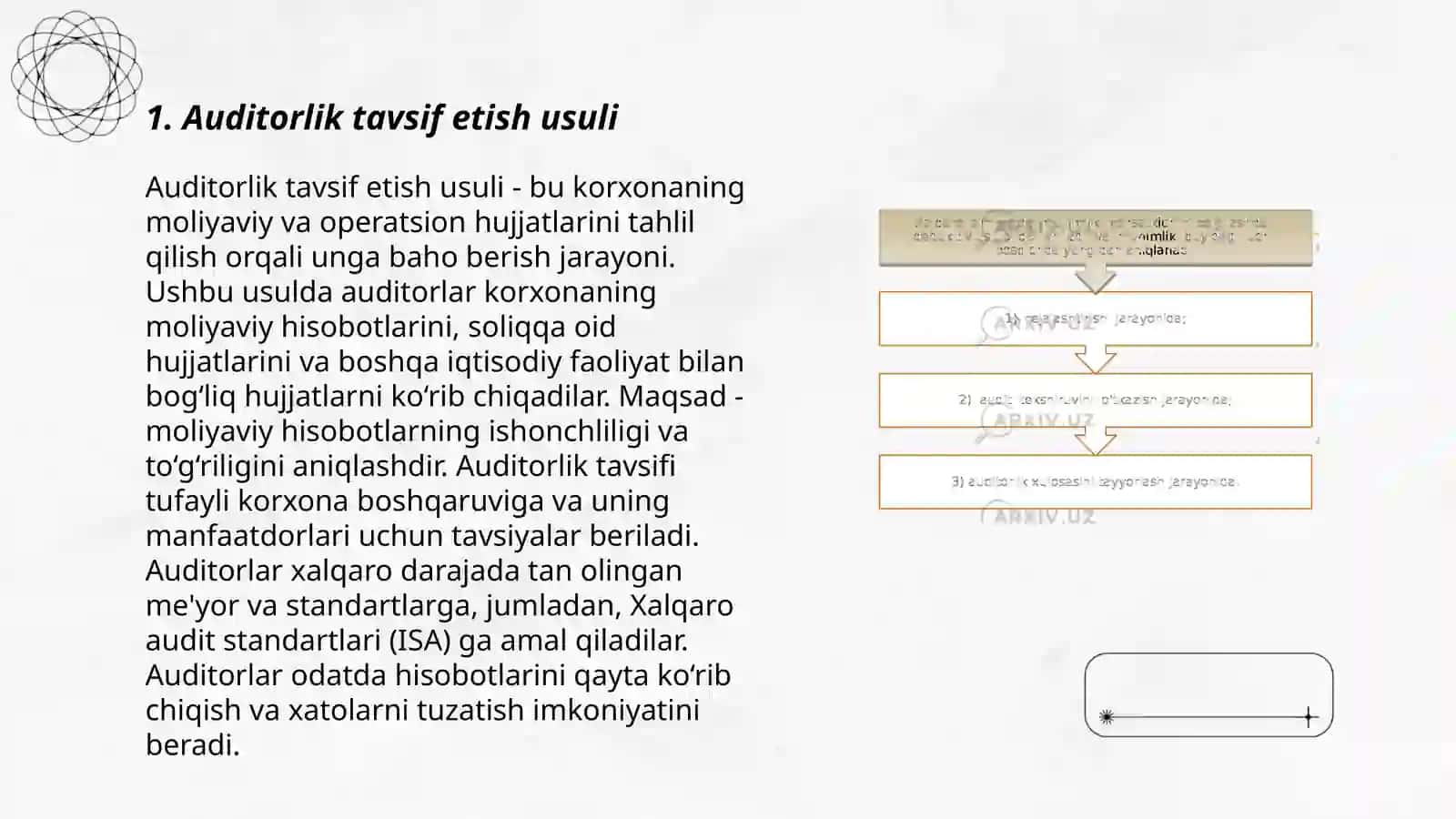 Moliyaviy natijalar auditini o‘tkazishda qo‘llaniladigan auditorlik usullari mohiyati 3