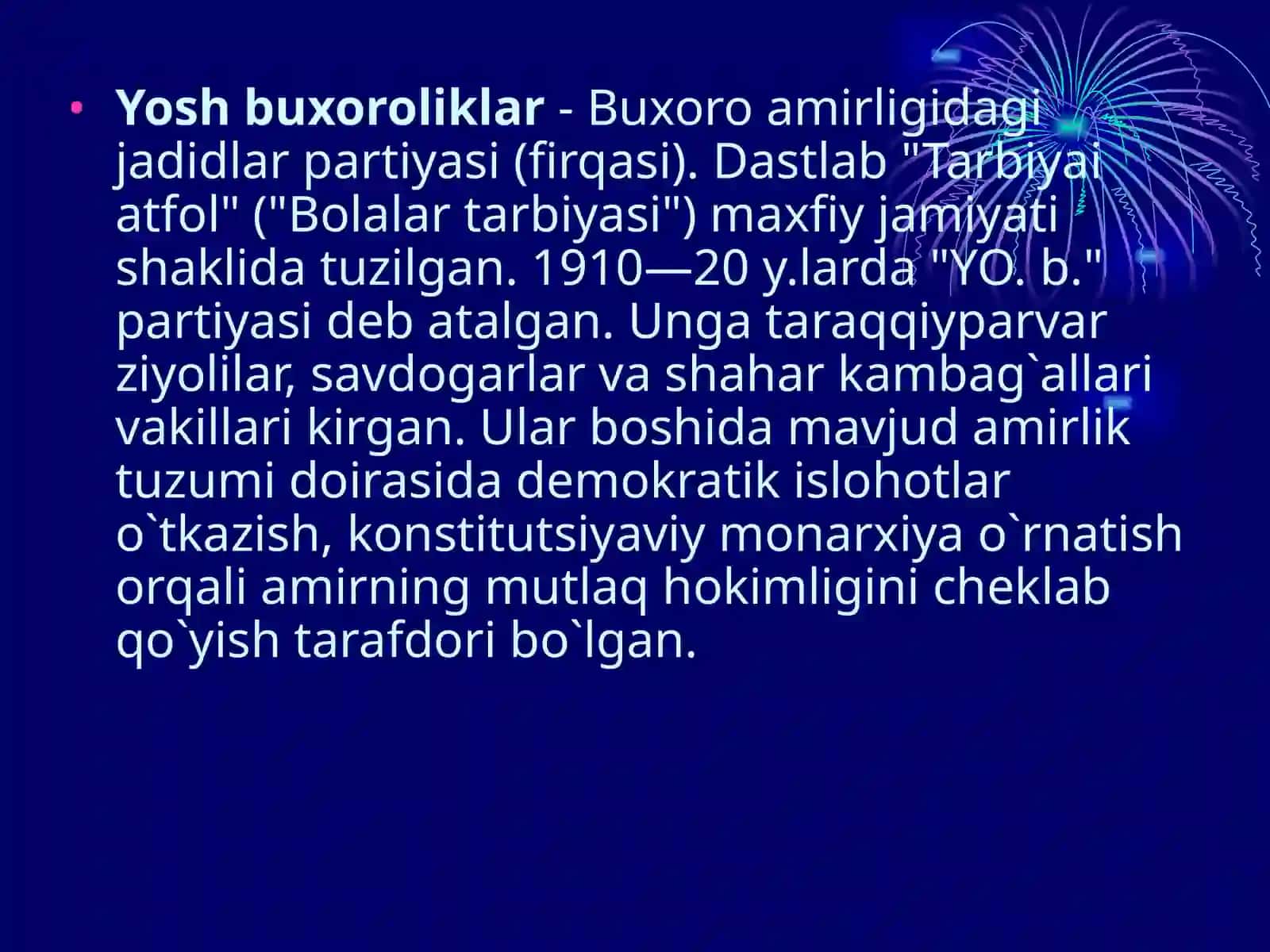 Yosh buxoroliklar- Buxoro amirligidagi jadidlar partiyasi 3