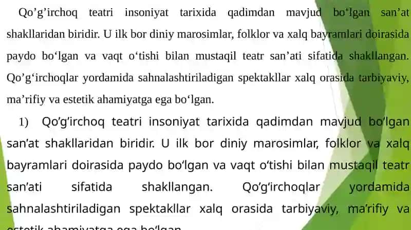 QO’G’IRCHOQ TEATRI ORQALI SAHNA IJODKORLIGINI RIVOJLANTIRISH 3