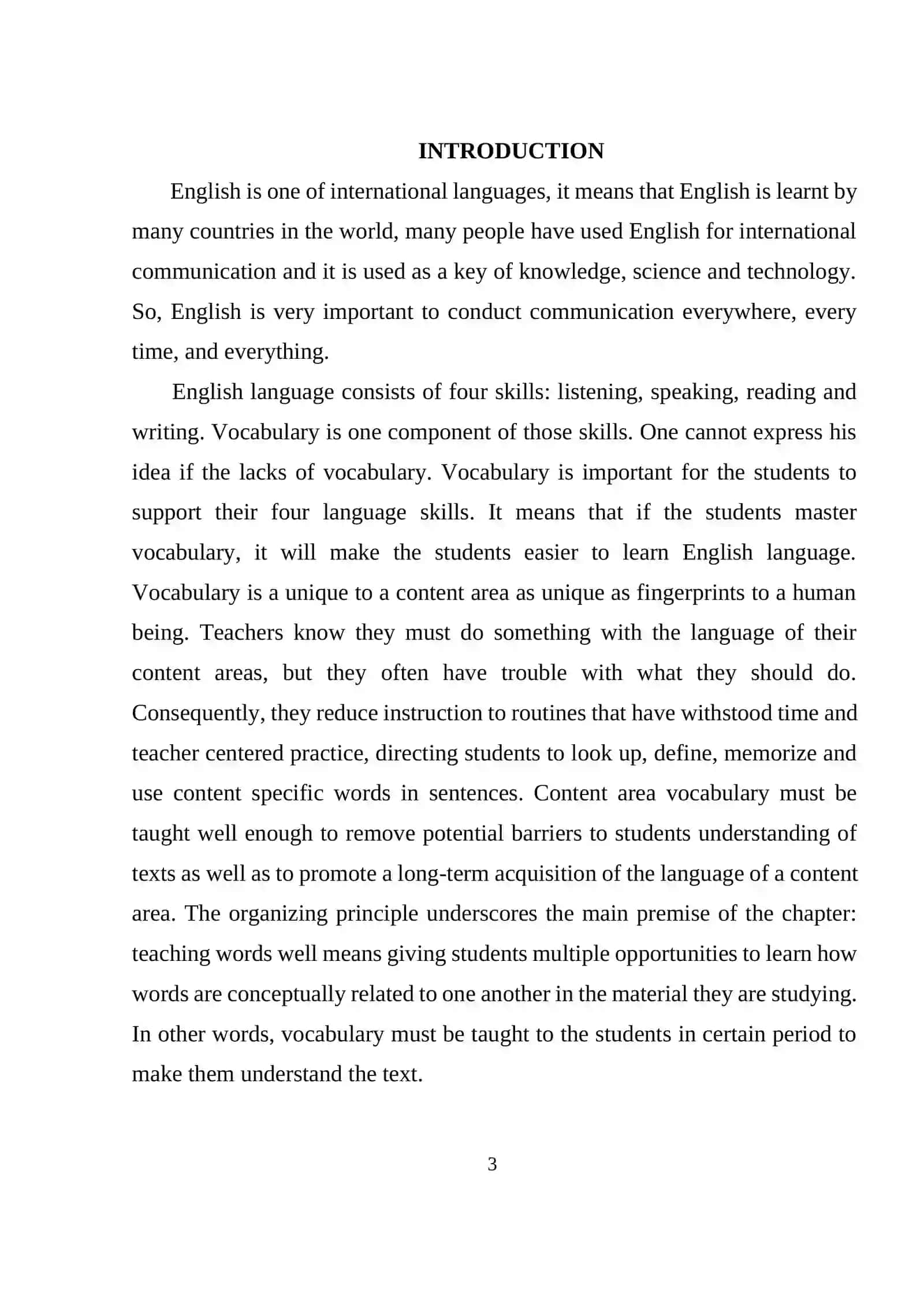 The Effectiveness of Teaching Vocabulary 3