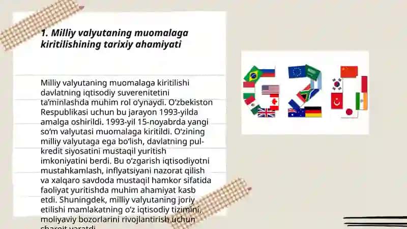 O'zbekistonda milliy valyutaning muomalaga kiritilinishi va uning mamlakat iqtisodiyotiga ta'siri 3