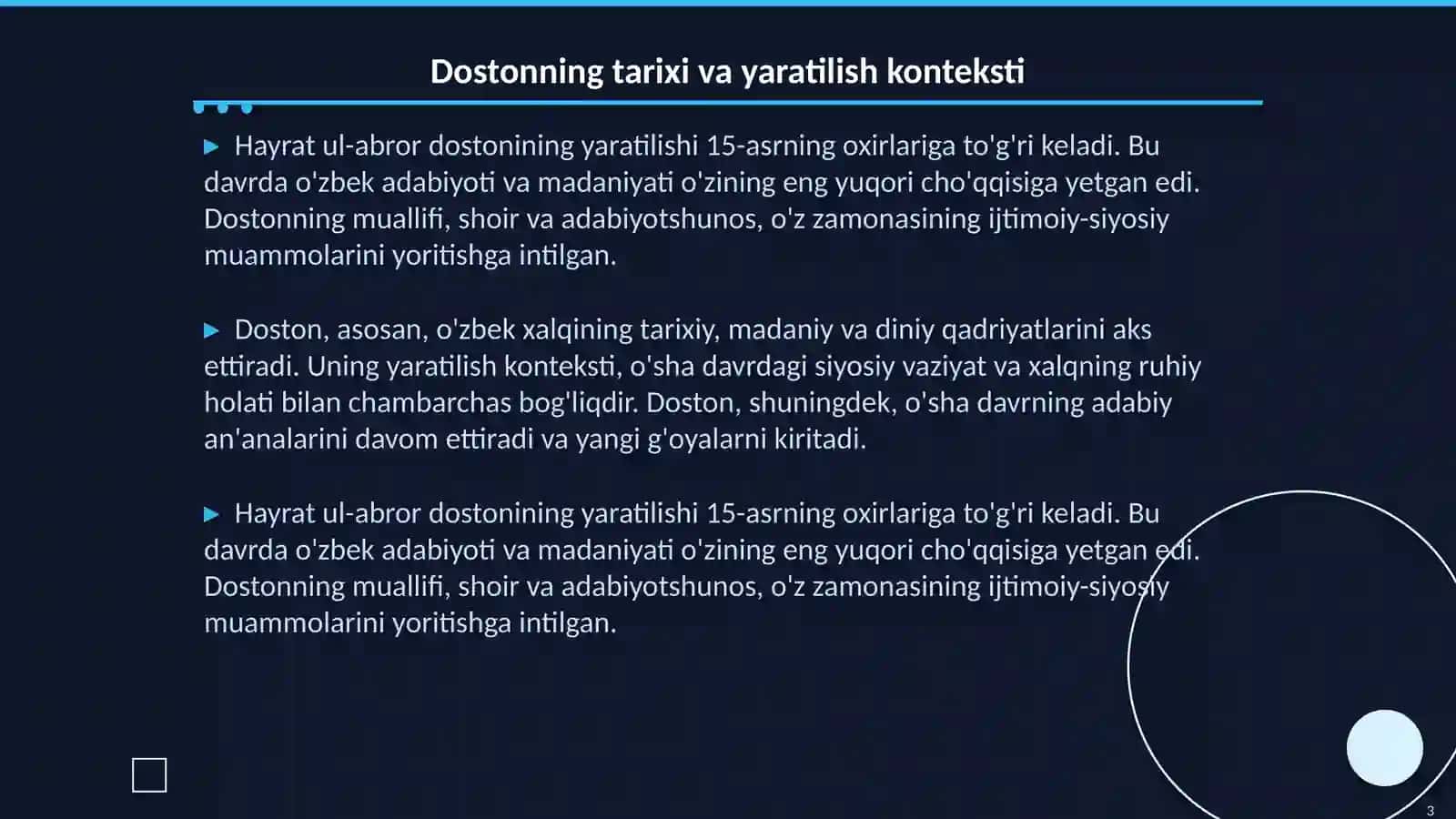 Hayrat ul-abror dostoning boblar boʻyicha tahlili 3