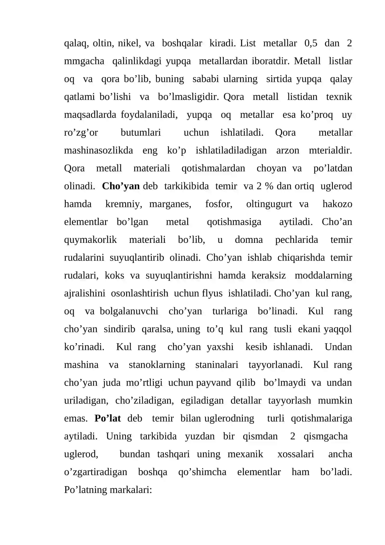 5-sinf Texnologiya Metalning turmush va xalq xo'jaligidagi ahamiyati dars ishlanma 3