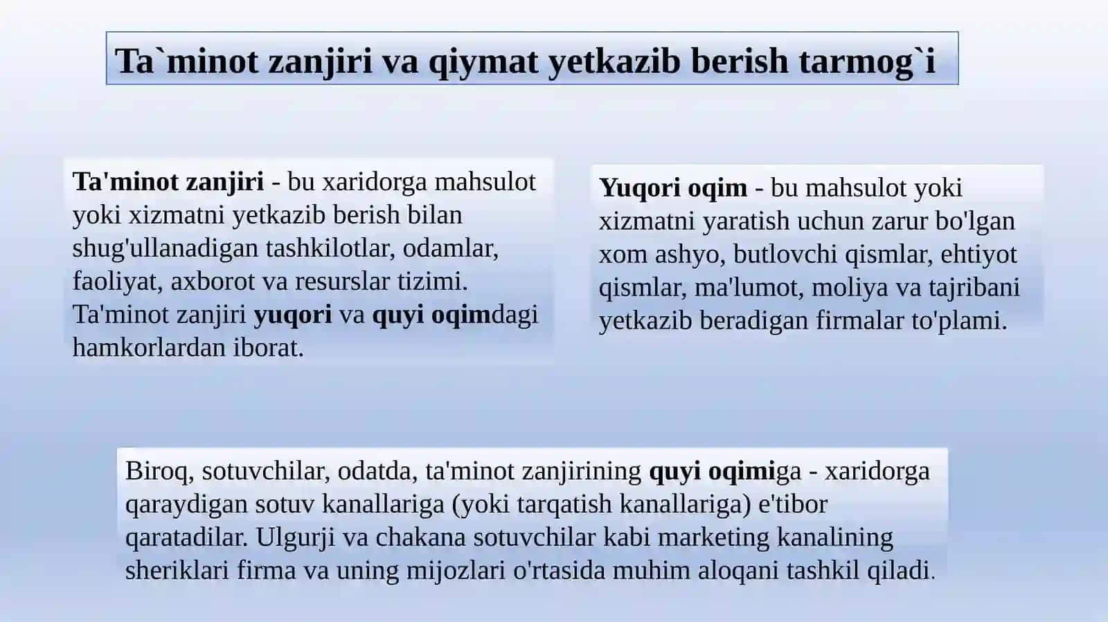 10-mavzu: Taqsimlash (tarqatish kanallari, distributsiya) va chakana savdo 3