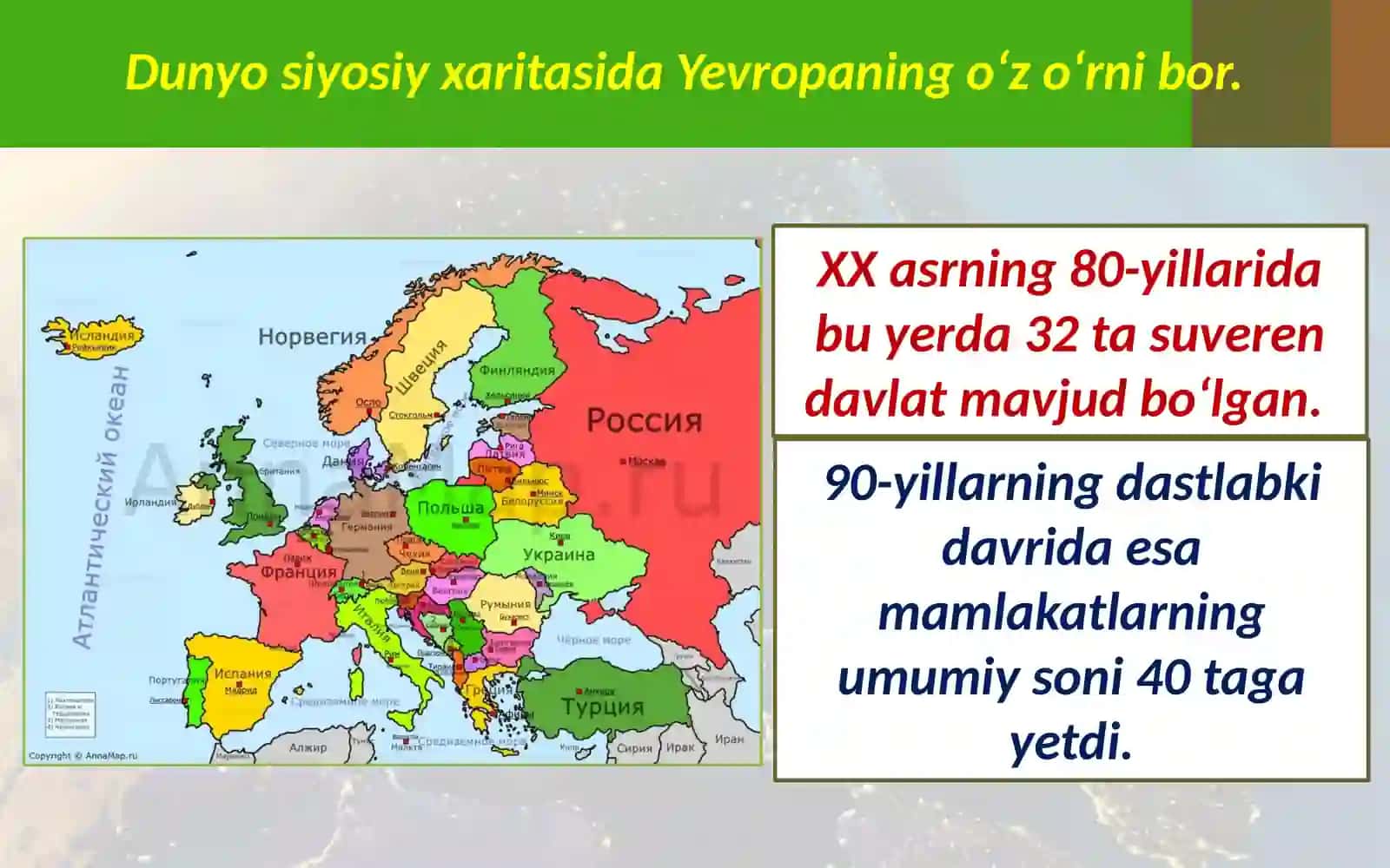 Yevropa mamlakatlari siyosiy xaritasining shakllanishidagi asosiy bosqichlar 3