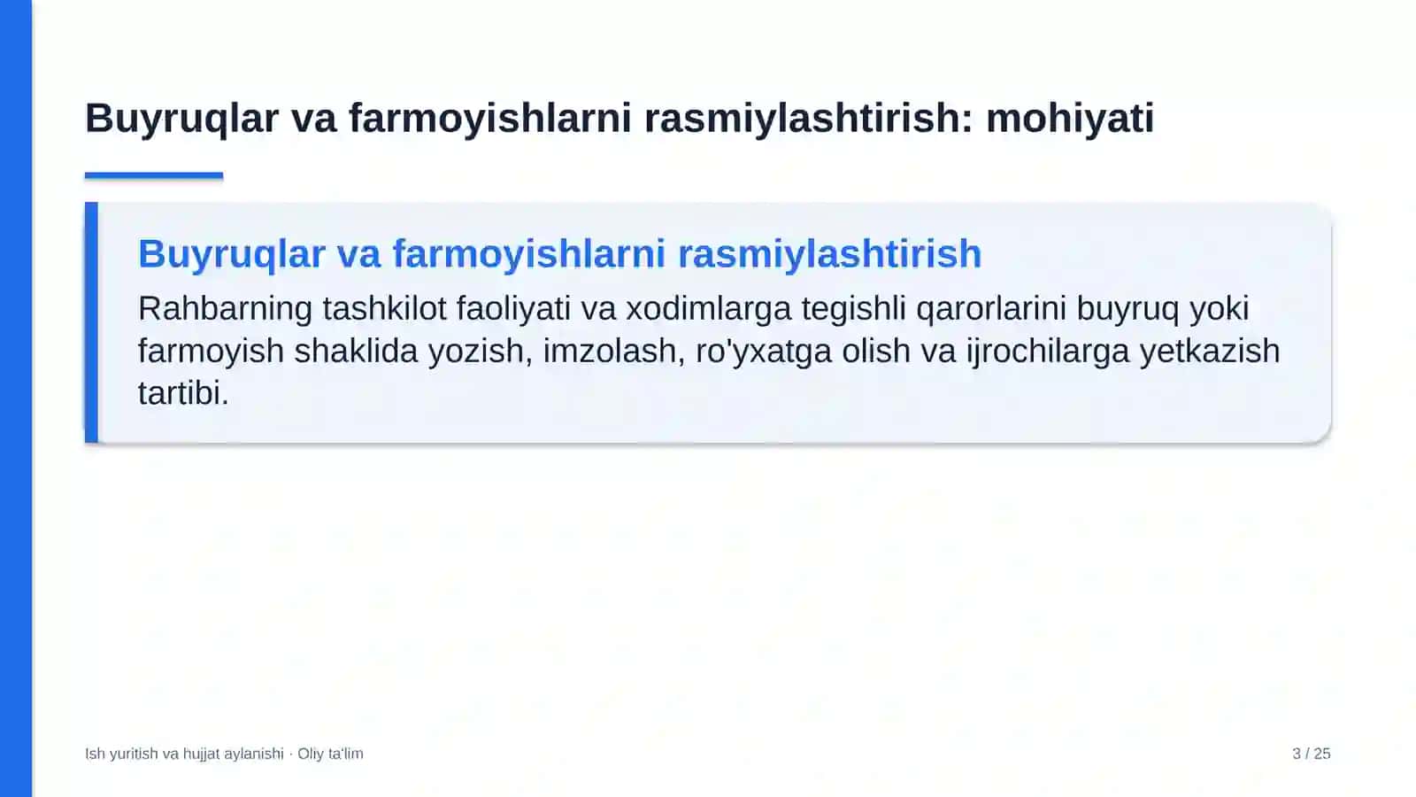 Maishiy texnika ta'mirlash ustaxonalarida buyruqlar va farmoyishlarni rasmiylashtirish 3