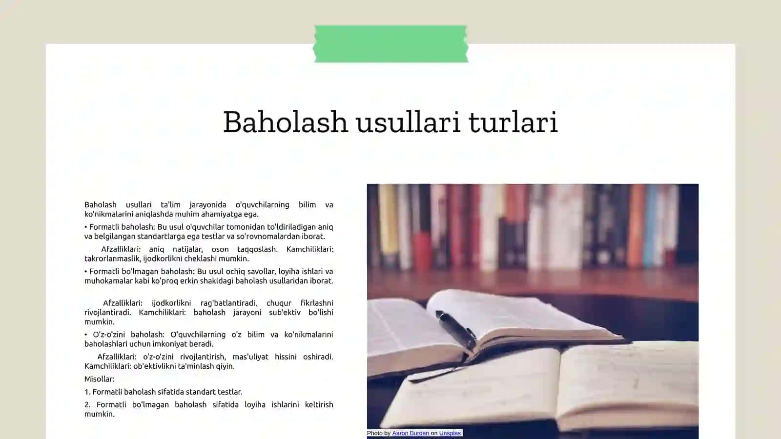 Baholash usullari va ularning samaradorligi 3