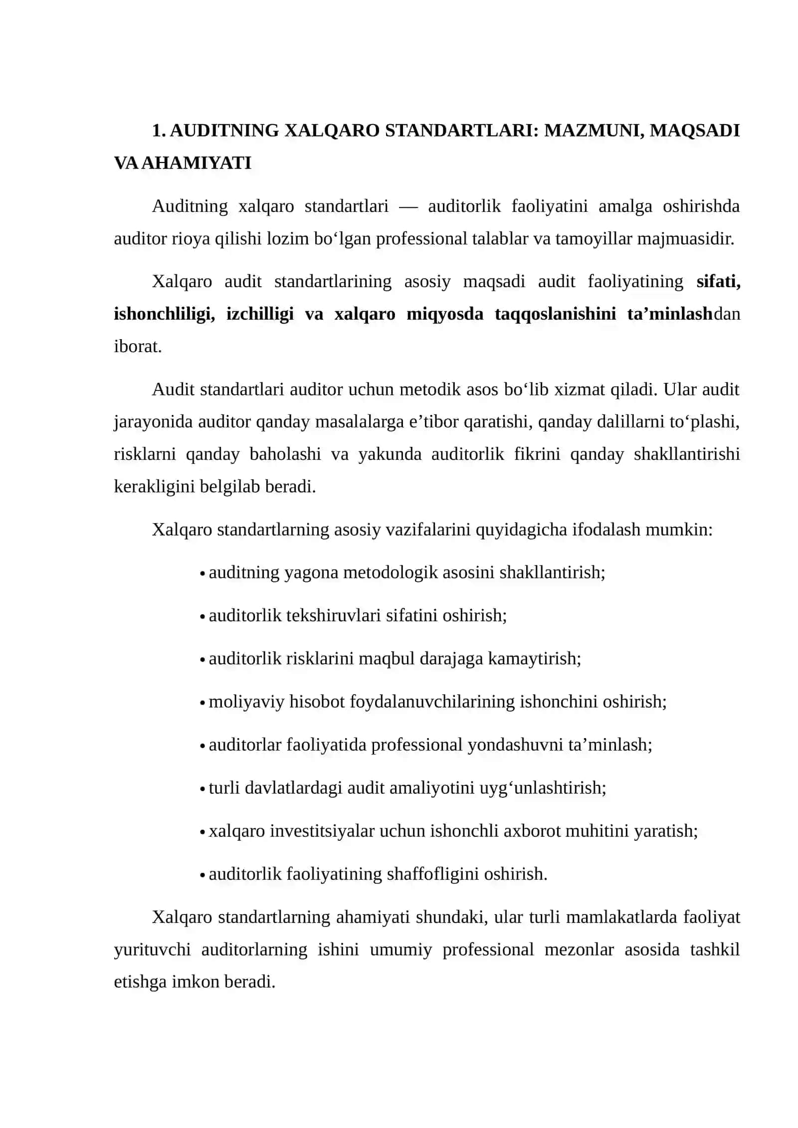 AUDITNING XALQARO STANDARTLARINI ISHLAB CHIQISH VA QO‘LLASHNING ASOSIY TAMOYILLARI 3