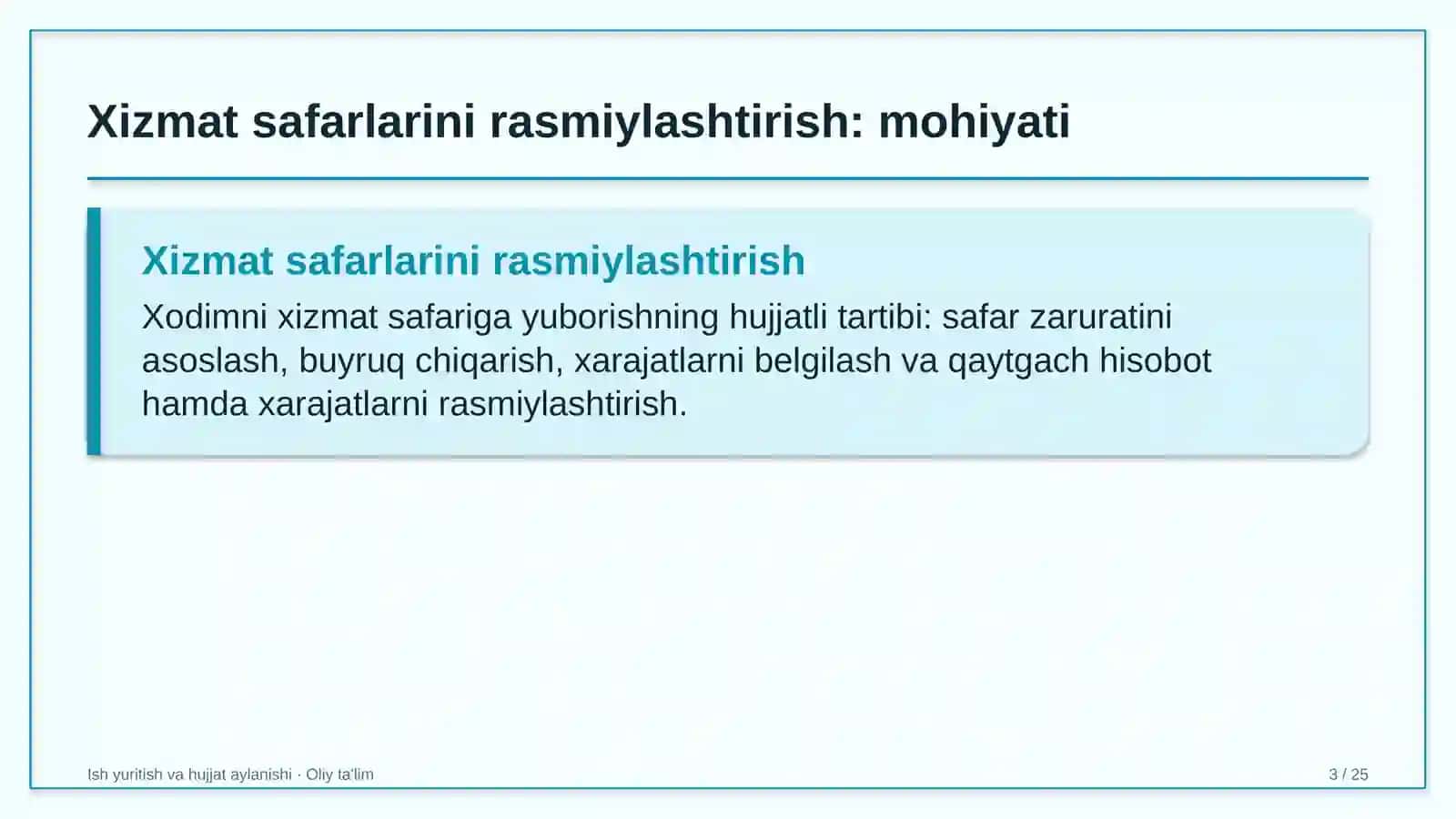 suv ta'minoti korxonalarida xizmat safarlarini rasmiylashtirish 8548 3