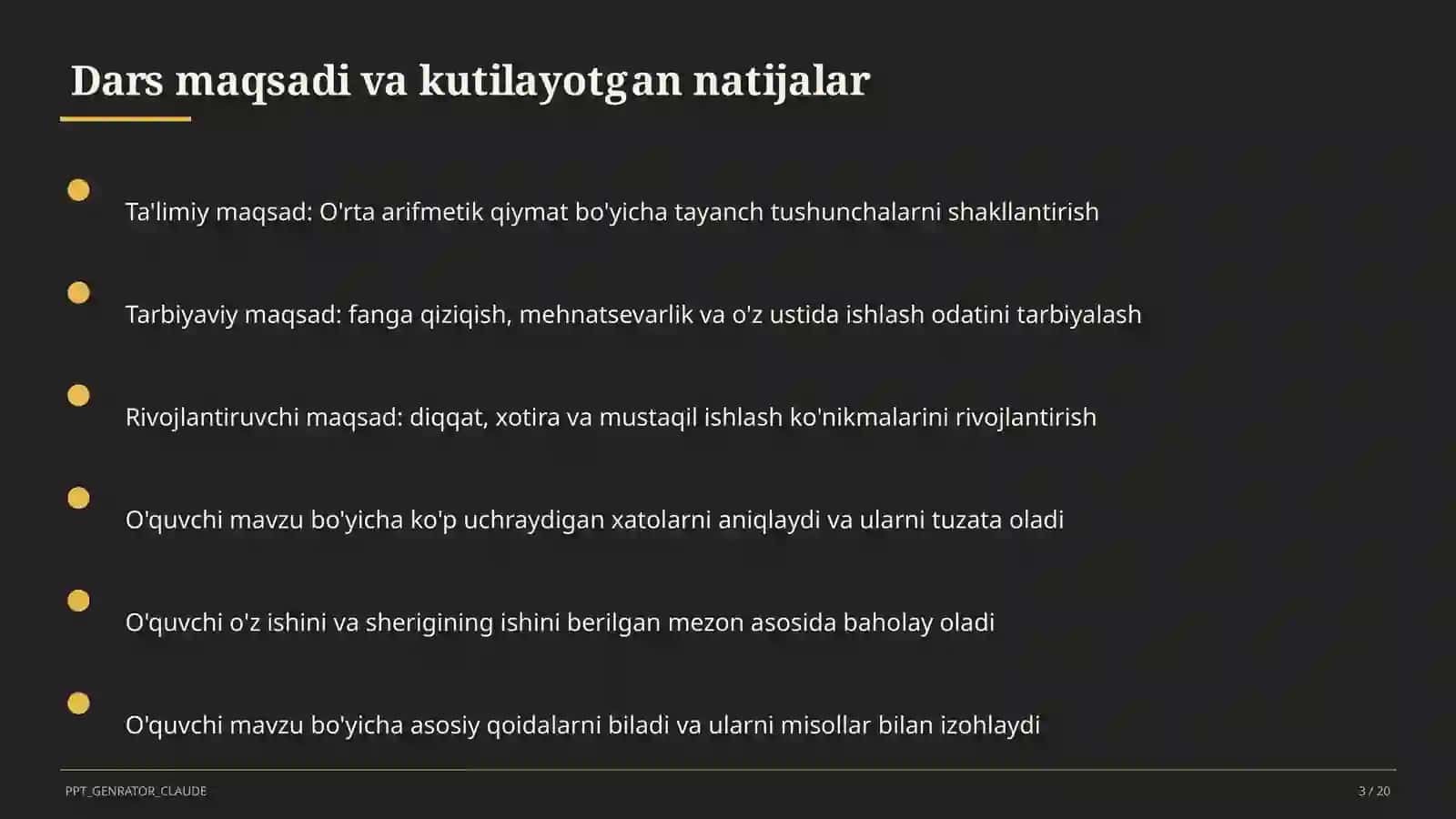 O'rta arifmetik qiymat (5-sinf) 3