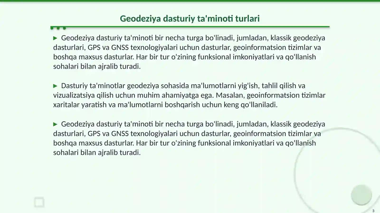 Geodeziya uchun dasturiy ta'minot turlari 3