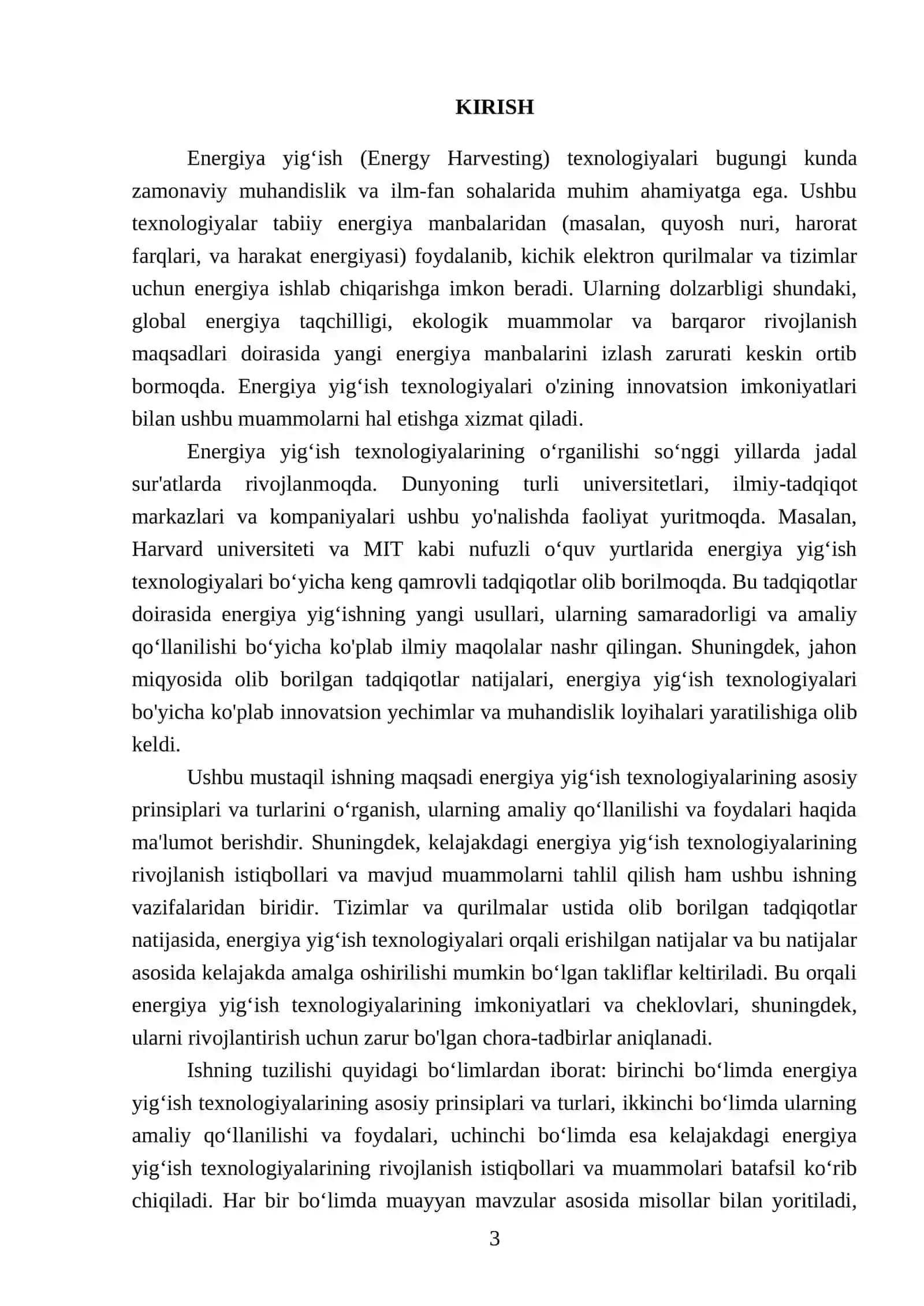 Energiya yig‘ish (Energy Harvesting) texnologiyalari asosida o‘rnatilgan tizimlar 3