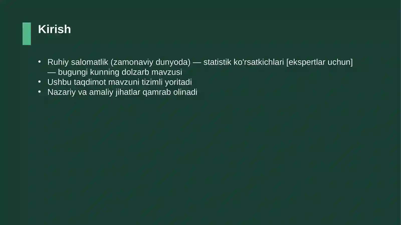 Ruhiy salomatlik (zamonaviy dunyoda) — statistik ko'rsatkichlari [ekspertlar uchun] 3