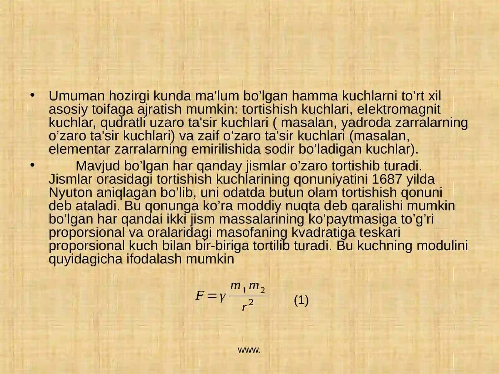 Butun olam tortishish qonuni 3