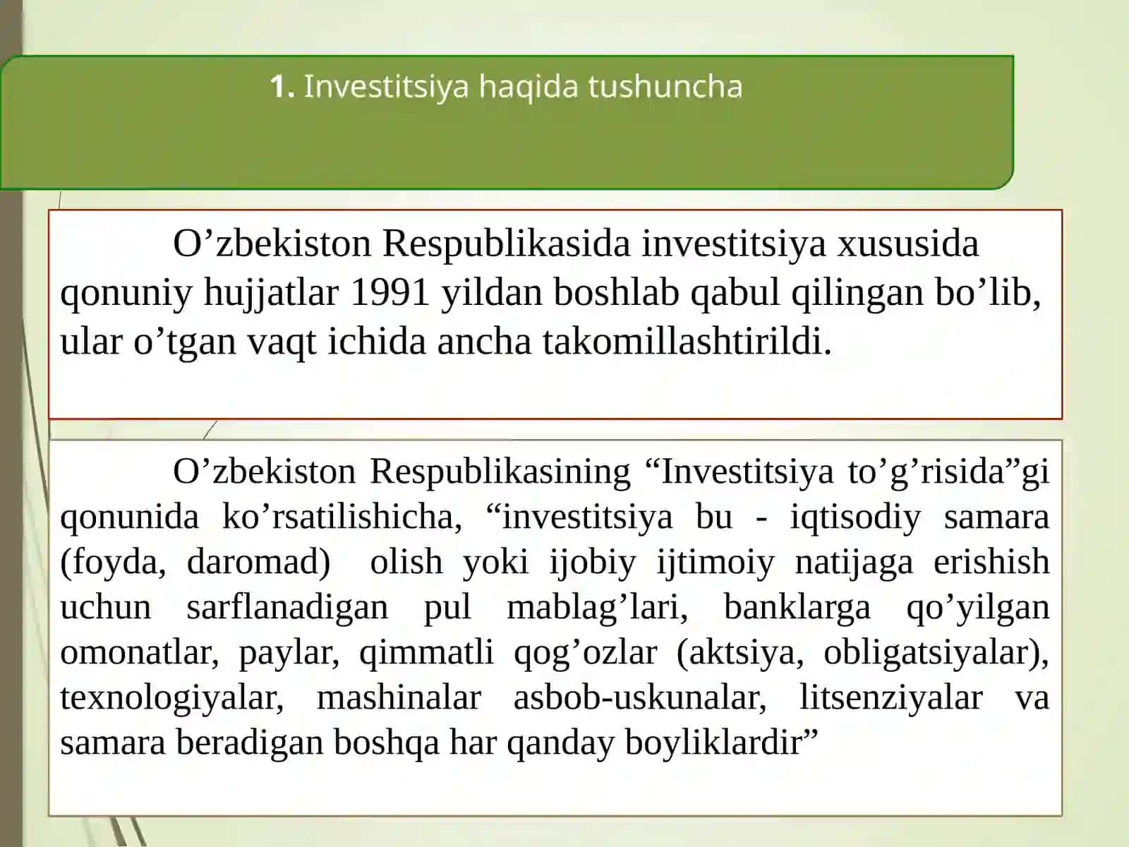Xorijiy investitsiyalar haqida tushuncha va uning mohiyati 3
