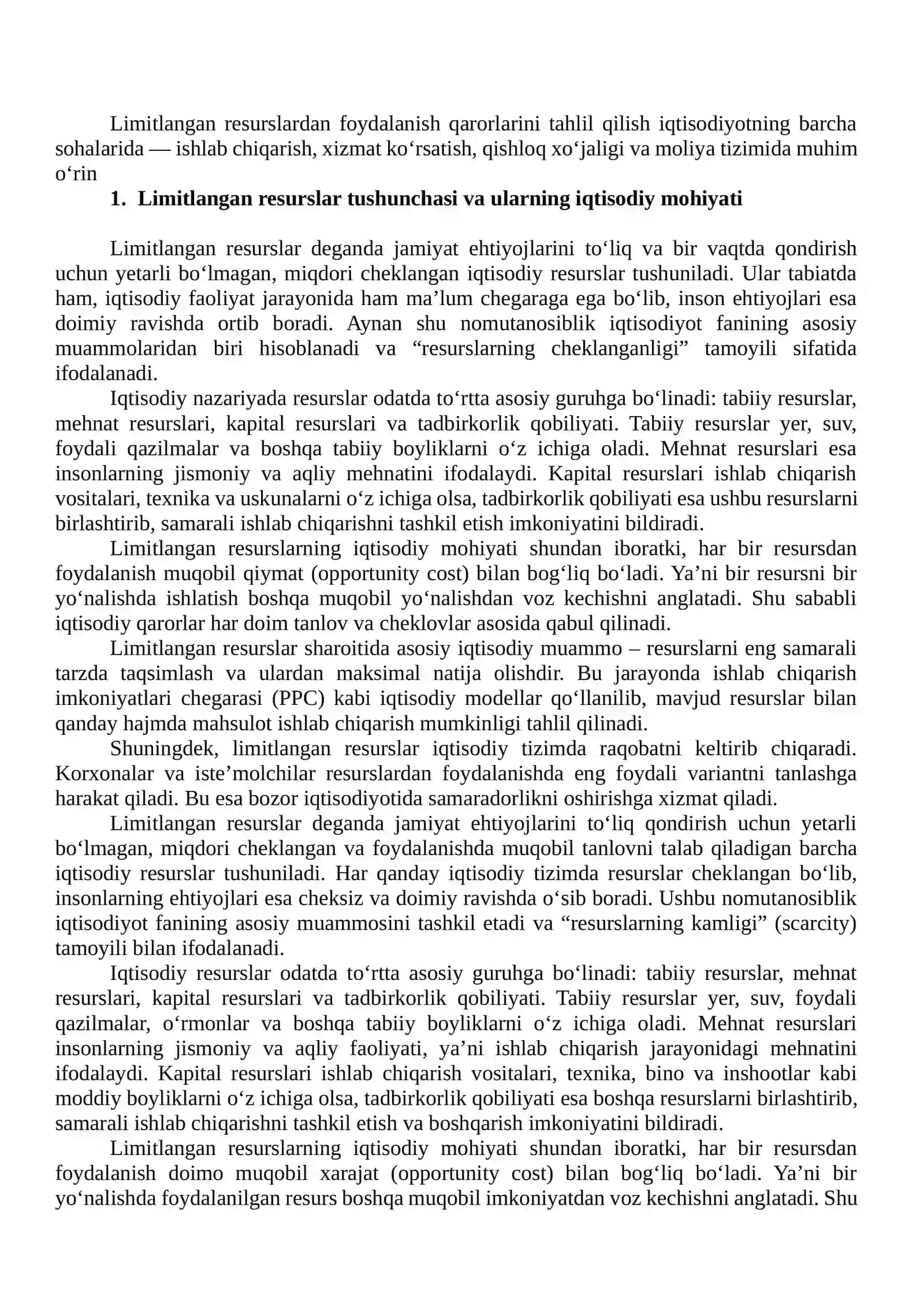 Limitlangan resurslardan foydalanish qarorini tahlil qilish 3
