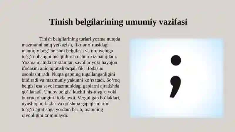 Tinishbelgilarining Qo'llanishi 3