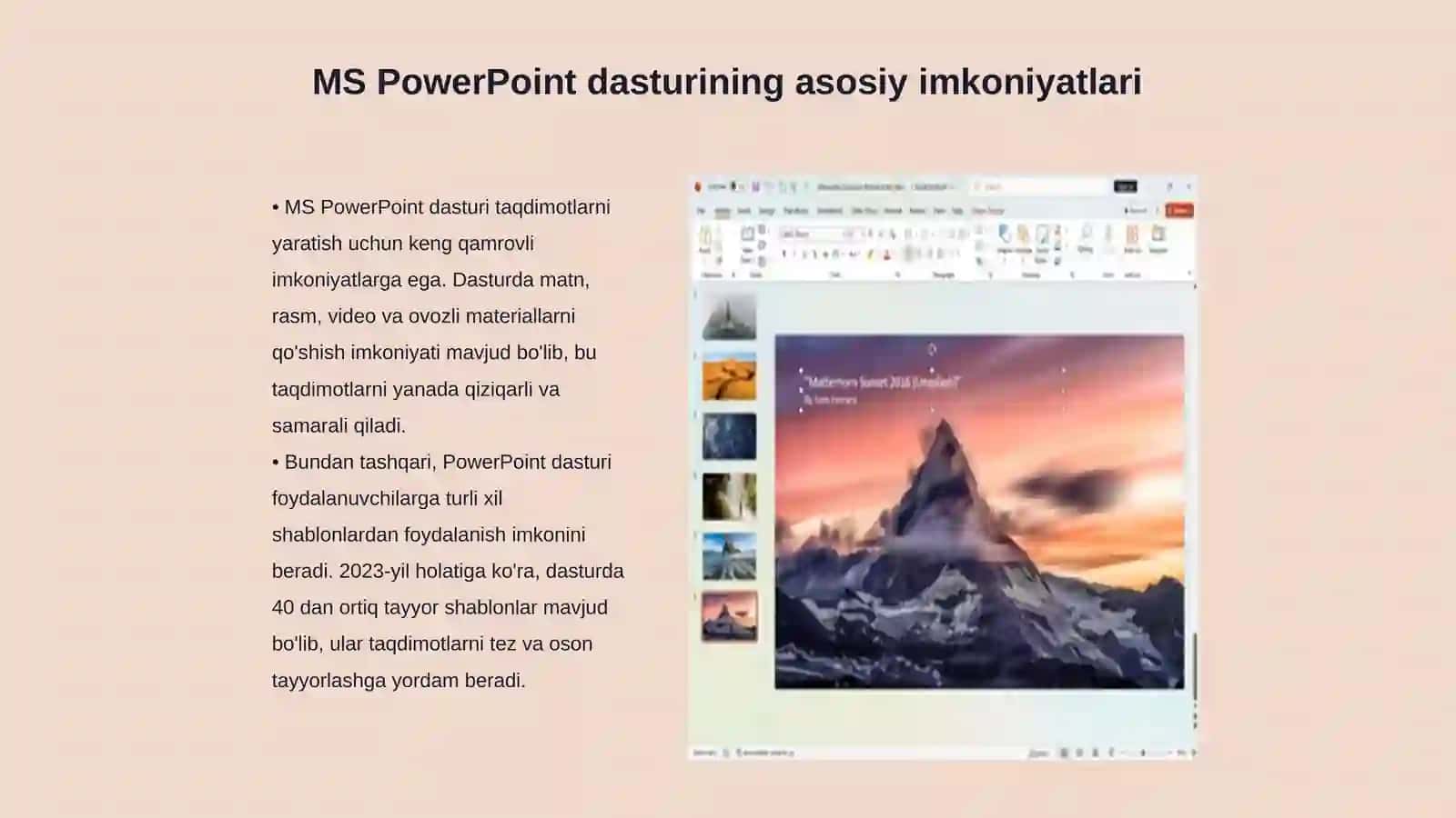 MS PowerPoint da vizual taqdimotlar yaratish texnologiyasi 3