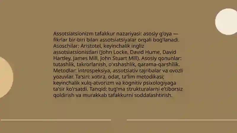 Assotsiatsionizm va tafakkur nazariyasi 3