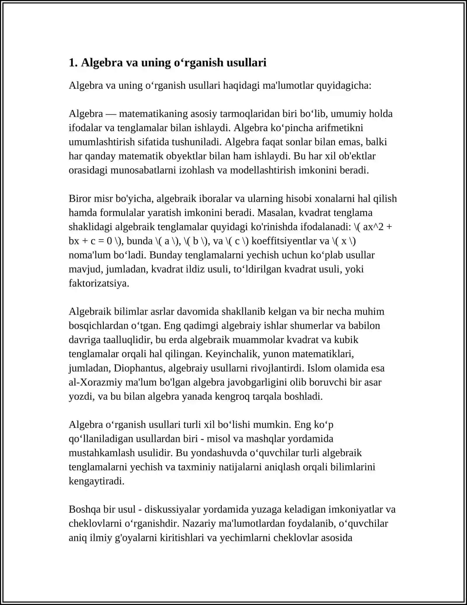 MATEMATIKADAN TO‘GARAK, O‘N MINUTLIKLAR, KONKURS, BELLASHUVLAR VA MASHG‘ULOTLARNI TAYYORLASH VA O‘TKAZISH METODIKASI 3