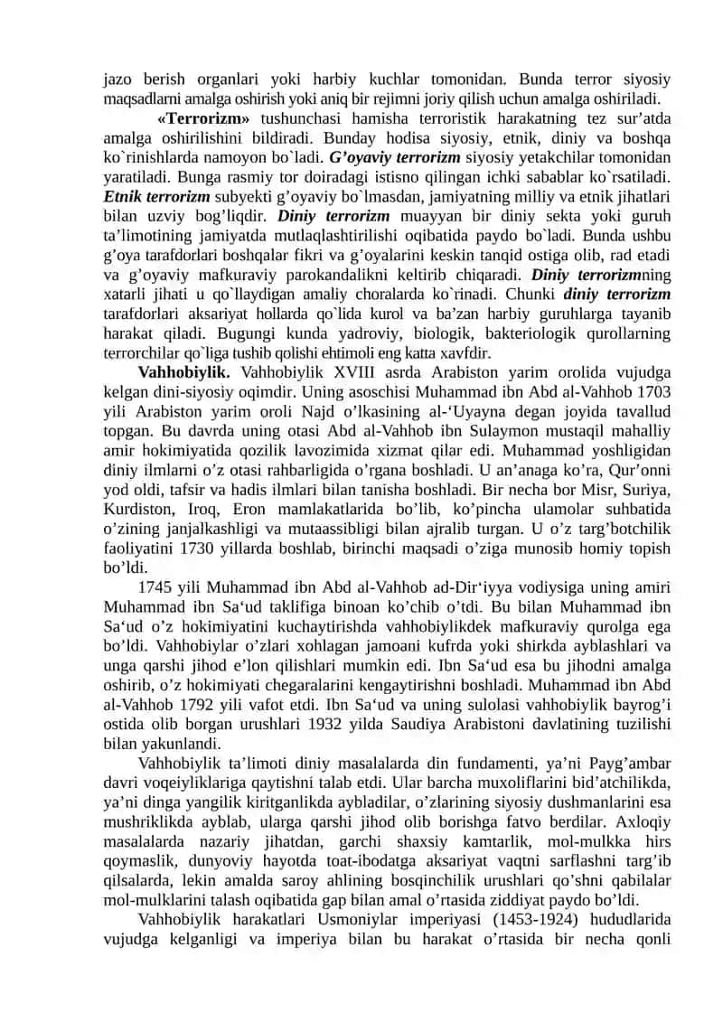 Diniy fundamentalizm, radikalizm va terrorizm xavfsizlikka tahdid 3